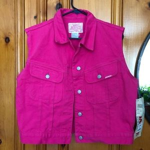 Hot Pink Vintage Jordache Denim Vest NWT sz L 90s